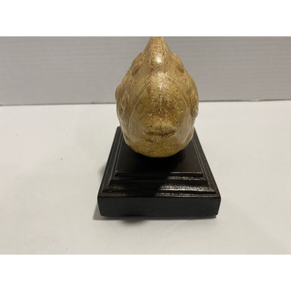 Fish Figurine on Wood Block Ceramic 8" Beach House Neutral Coastal Decor - Picture 5 of 8